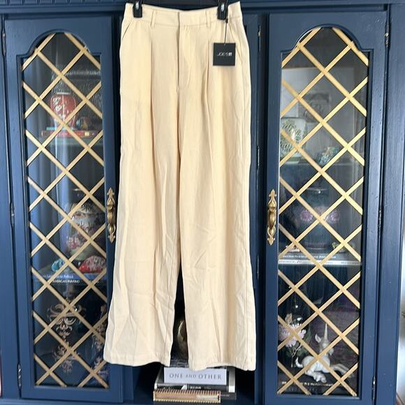 Joes Wide Leg Pants Cream size 8 Beige cotton trouser - Picture 4 of 9